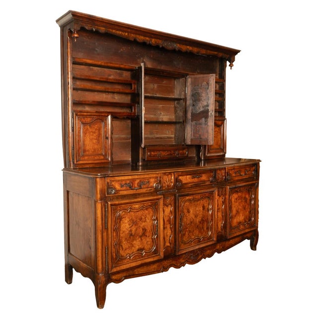 Late 18th Century Antique French Provincial Normandy Carved Walnut Dresser Buffet Vaissilier 1790 For Sale - Image 5 of 18