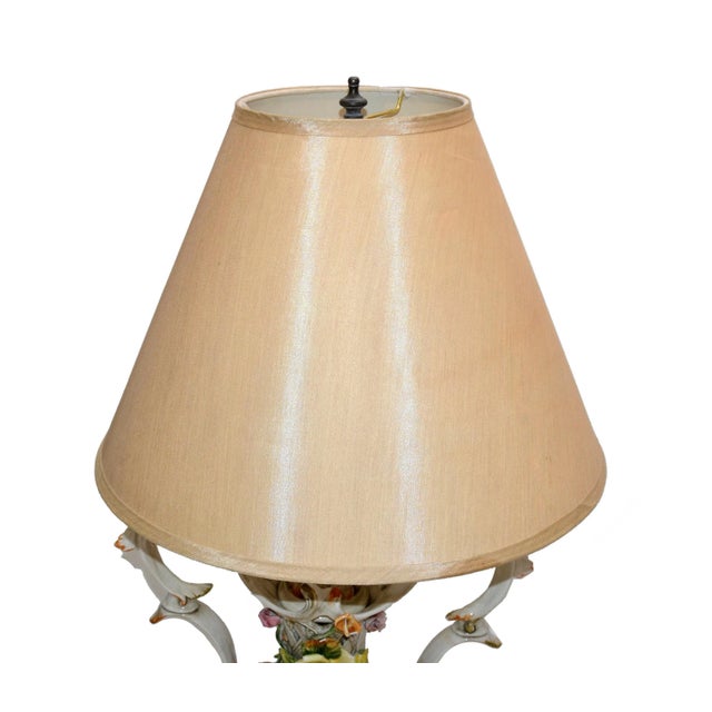 1970s Marked Capodimonte Porcelain Floral & Basket Weave Table Lamp Italy Marble Base Chairish