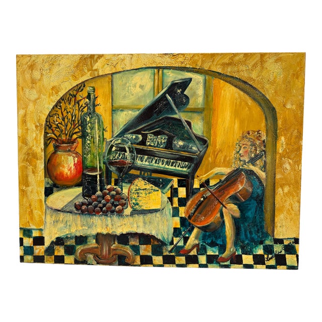 The Finer Things in Life Acrylic Original Painting, Signed For Sale
