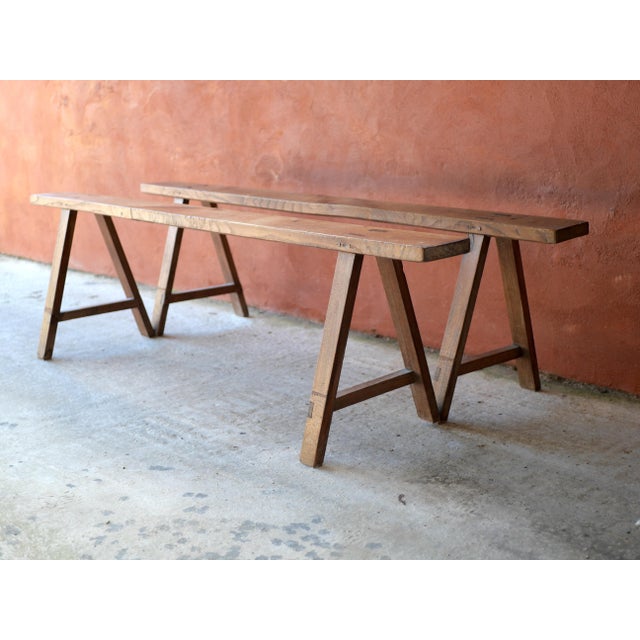 Vintage Farm Benches, 1950s, Set of 2 For Sale - Image 12 of 12