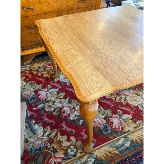 Queen Anne Extension Dining Room Extension Table + Six Dining Chairs Set For Sale - Image 9 of 15