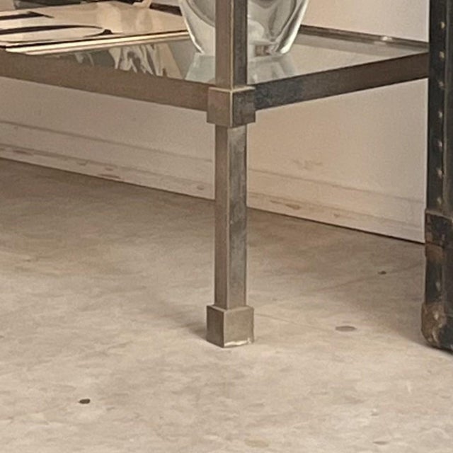 Vintage Italian Bookcase in Satin Metal and Glass, 1970s For Sale - Image 10 of 12