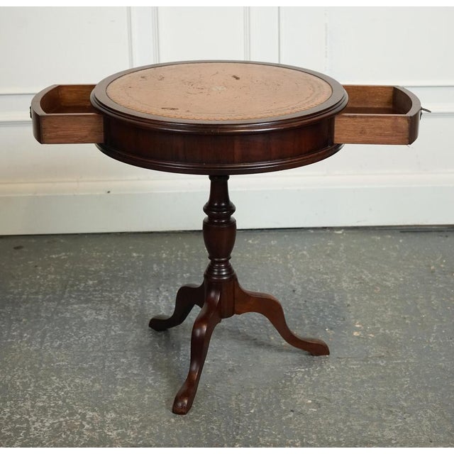Vintage Side Table with Leather Top For Sale - Image 4 of 12