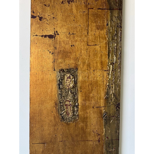 Wood Vintage Mixed Media Textured Expressionist Abstract Painting on Wood Panel – Unsigned For Sale - Image 7 of 10