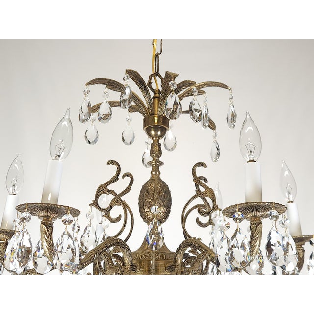 Antique 6 Light Svelte Sparkling Splendid Brass Cut Lead Crystal Chandelier ~ ~ Rewired ~ Restored ~ Rejuvenated ~ Ready to Hang ~ For Sale - Image 11 of 12