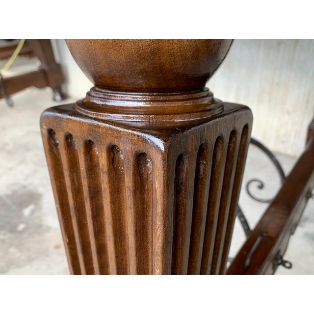 Late 19th Spanish Walnut Dining Fratino Table with Iron Stretcher For Sale - Image 13 of 18