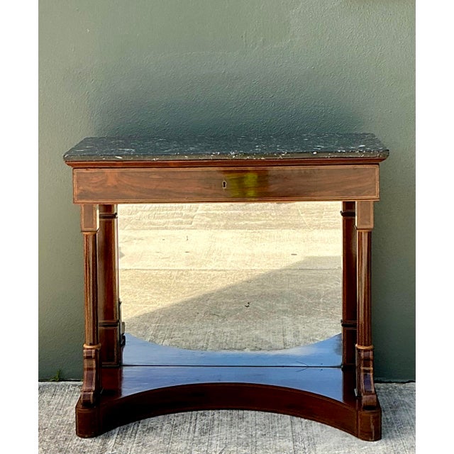 Vintage Stone Top Flame Mahogany Pier Table For Sale - Image 4 of 12