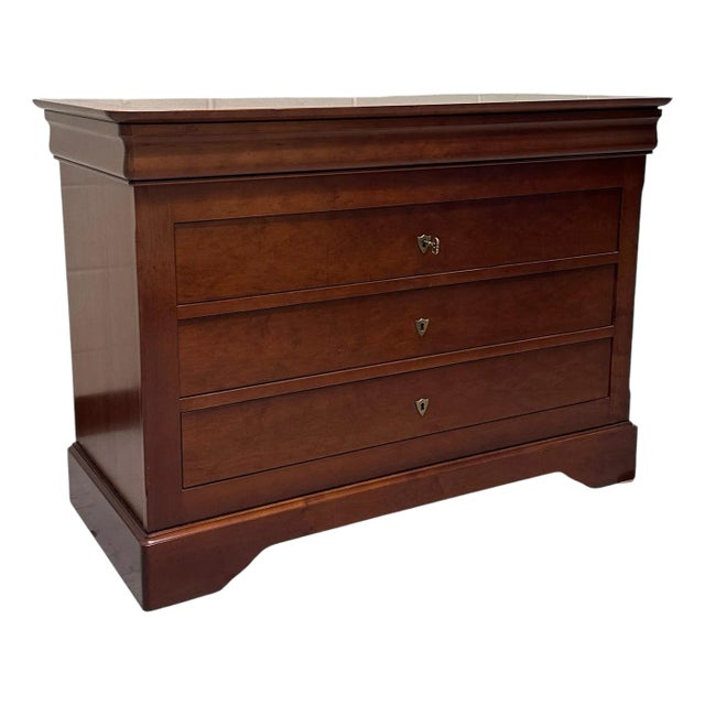 Vintage Grange Louis Philippe Three Drawer Cherry Commode / Chest of Drawers For Sale