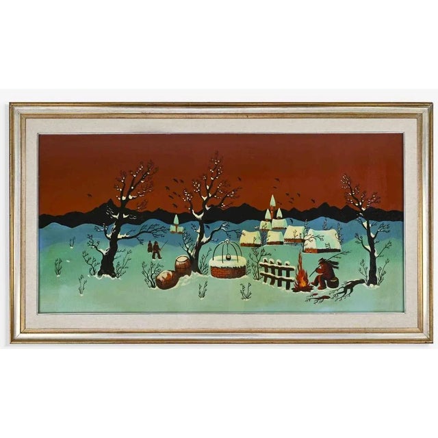 Djuro Jacovic, Winter Landscape, Oil Painting, 1970s For Sale - Image 4 of 4