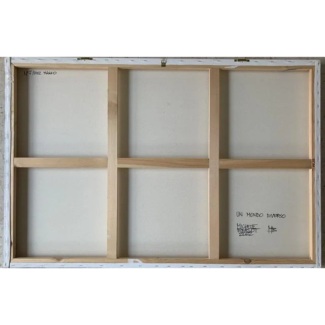 Blue Michele Berlot, Un Mondo Diverso, Mixed Media on Canvas, 2022 For Sale - Image 8 of 9