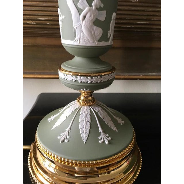 Postmodern Green Porcelain and Brass Table Lamp, Italy, 1970s For Sale - Image 6 of 18