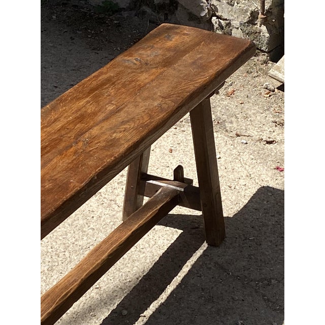 Rustic Rustic Oak Farmhouse Bench, 1950s For Sale - Image 3 of 18