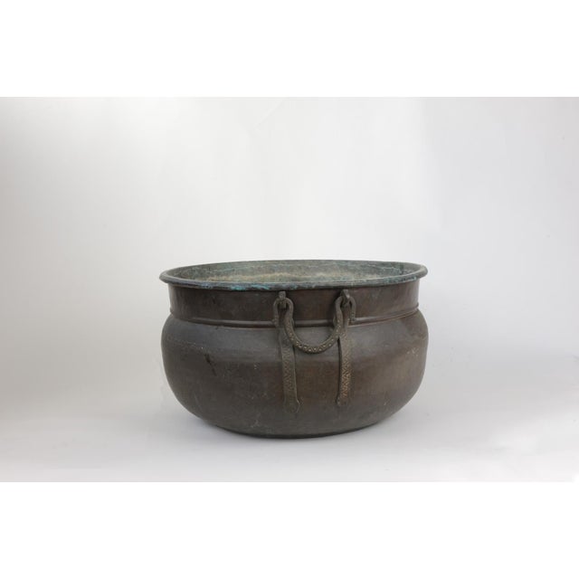 Copper Copper Cauldron with Forged Handles For Sale - Image 8 of 14