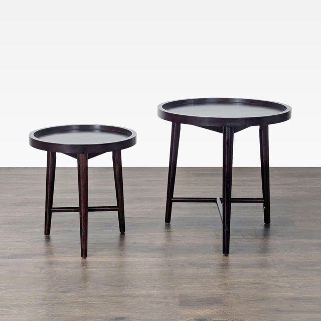 Madison Park Round Wood Nesting Tables For Sale - Image 4 of 7