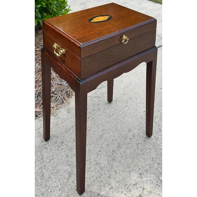 Traditional Inlaid Mahogany Regency Style Box Table For Sale - Image 3 of 10