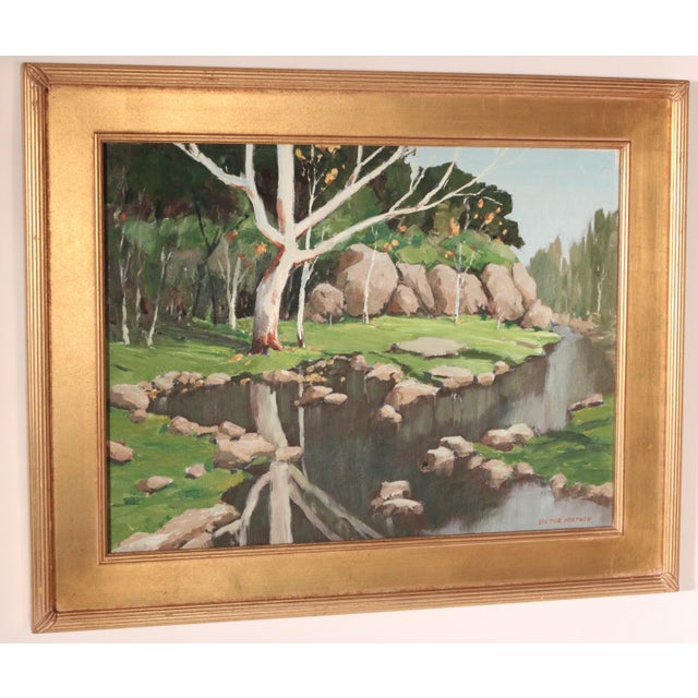 Impressionist California landscape painting by Victor Matson (1895-1972). Oil on canvas. Frame dimensions, height 24"...