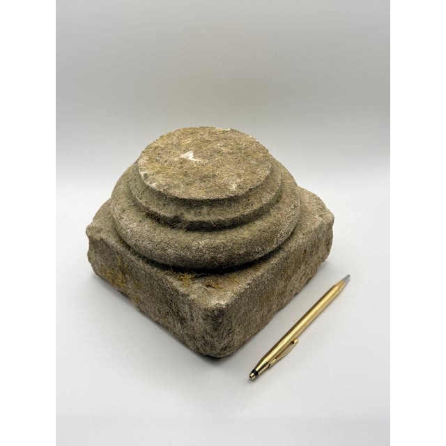 1950s Antique Hand-Carved Stone Column Base Plinth C. 1850 Primitive Architectural Fragment For Sale - Image 5 of 7