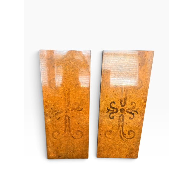Brown Mastercraft Monumental Burl Wood & Marquetry Dining Table With Two Leaves For Sale - Image 8 of 15