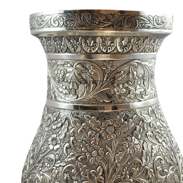 Silver Large Indian Silver Vase For Sale - Image 8 of 16