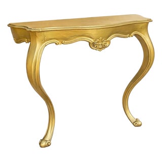 Vintage Italian Louis XV Style Gilt Console Table – Rococo Cabriole Leg Entry Table – Made in Italy For Sale