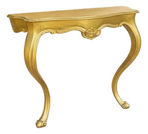 Vintage Italian Louis XV Style Gilt Console Table – Rococo Cabriole Leg Entry Table – Made in Italy