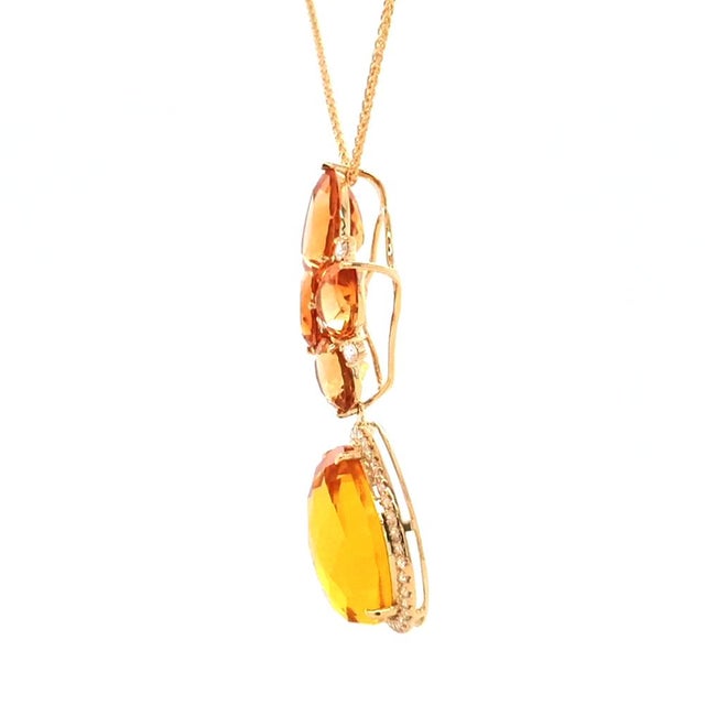 Citrine and Diamond 18ct Gold Pendant Necklace - Fei Liu For Sale - Image 4 of 5