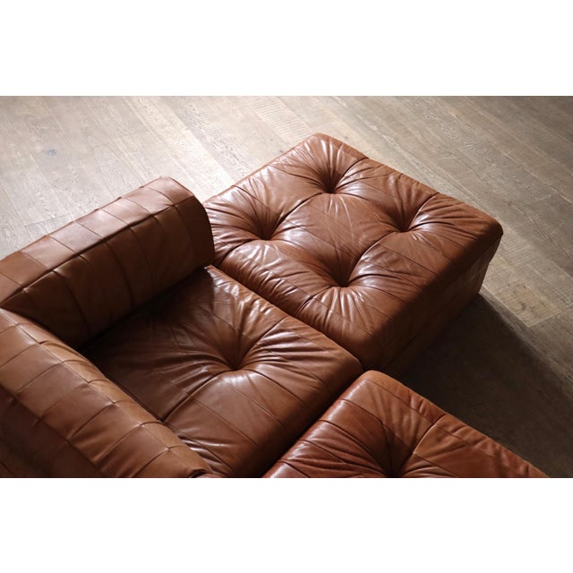 Metal DS 88 Modular Sofa in Cognac Patchwork Leather from de Sede, Switzerland, 1970s, Set of 5 For Sale - Image 7 of 13