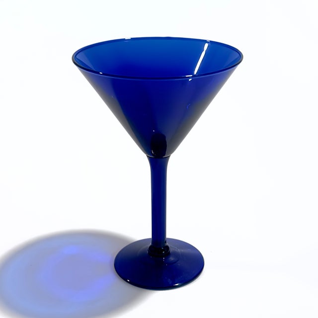 Vintage Cobalt Blue Cocktail Glass Curation - Group of 6 For Sale - Image 4 of 12