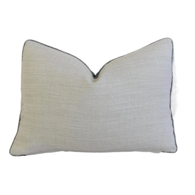 Blue Designer Chinoiserie Bird & Floral Bamboo Feather/Down Pillow 21" X 16" For Sale In Los Angeles - Image 6 of 8