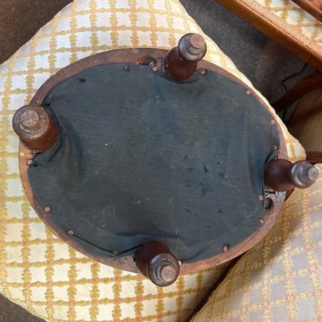 Brown French Needlepoint 19th Century Footstool Rare Phoenix Bird Motif For Sale - Image 8 of 9