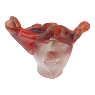 1995 Signed Art Glass Bust Sculpture by Stephen Fellerman and Clair Raabe For Sale