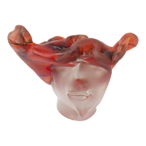 1995 Signed Art Glass Bust Sculpture by Stephen Fellerman and Clair Raabe
