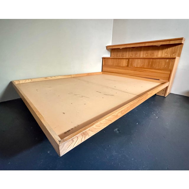 1970s Solid Birch Queen Sized Floating Platform Bed With Illuminated Headboard by Thomasville For Sale - Image 11 of 12