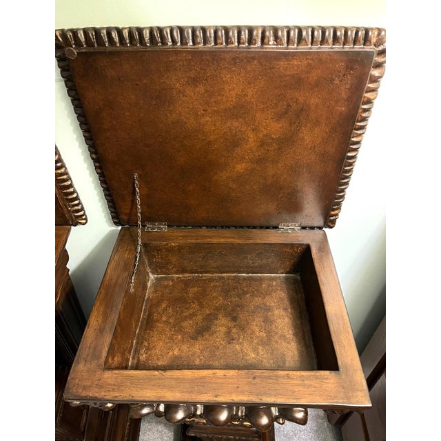 Maitland Smith Large Pedestals-Pair With Storage - Set of 2 For Sale - Image 10 of 14