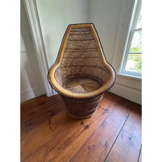 1970s Vintage Emmanuelle Rattan Peacock Chair For Sale - Image 5 of 8
