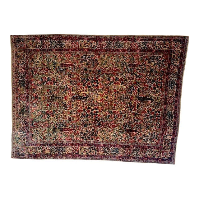 Antique Persian Lavar Kerman , 8'10" X 11'8" For Sale