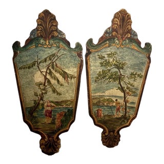 Pair of Louis XV Style Giltwood Wall Panels With Pastoral Landscape Tapestry Insets, Continental, Circa 1890-1910 For Sale