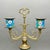 Antique Longwy France 1920s Turquoise Floral Enamel and Brass Two Arm Candelabra For Sale In New York - Image 6 of 12