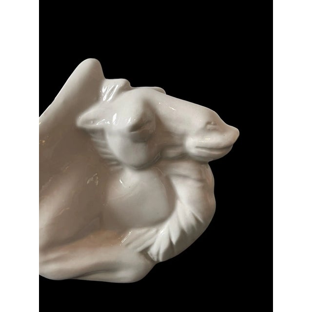 White Glazed Porcelain Camel Open Back Vessels - a Pair For Sale - Image 8 of 13