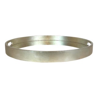 Currey & Company Modern Round Silver Leaf Finished Tray For Sale