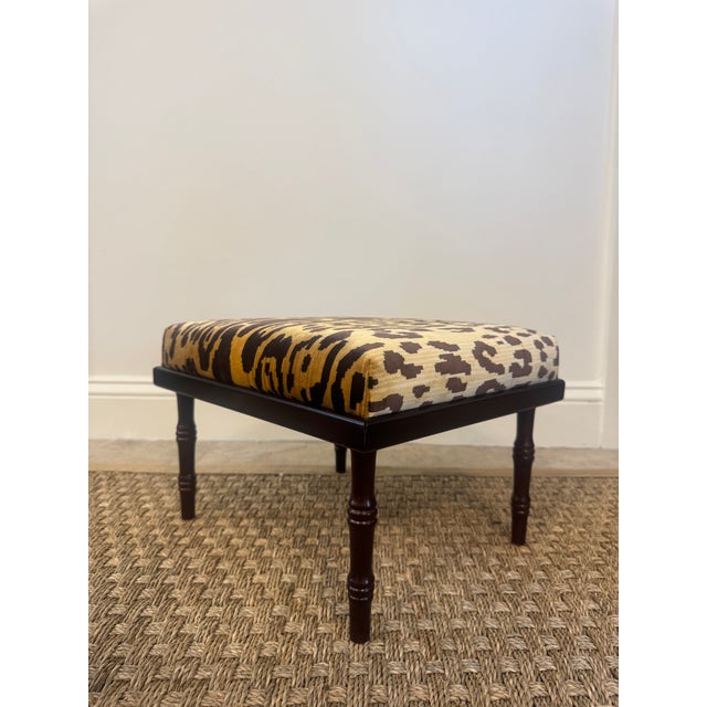 Hollywood Regency 1970s Pair of Two Leopard-Printed Silk Velvet Footstools For Sale - Image 3 of 11