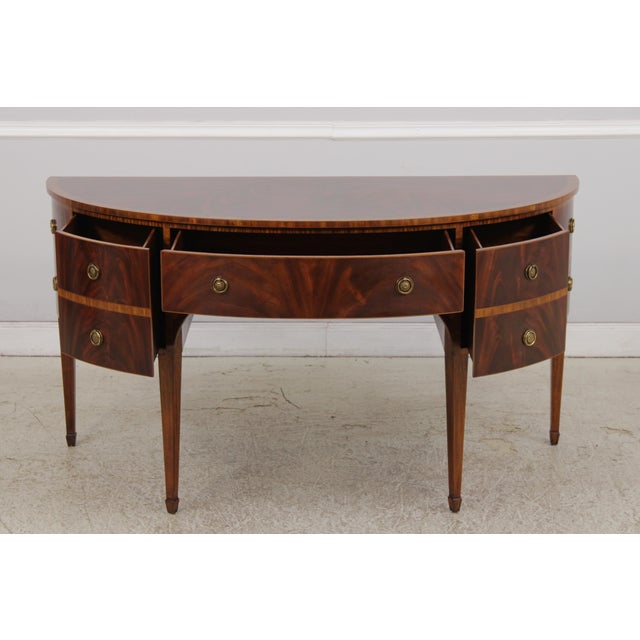 Maitland Smith Flame Mahogany Banded Demilune Sideboard For Sale In Philadelphia - Image 6 of 18