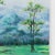 Early 21st Century Impressionist Landscape Oil Painting - Misty Blue Mountains and Green Meadow For Sale - Image 5 of 9