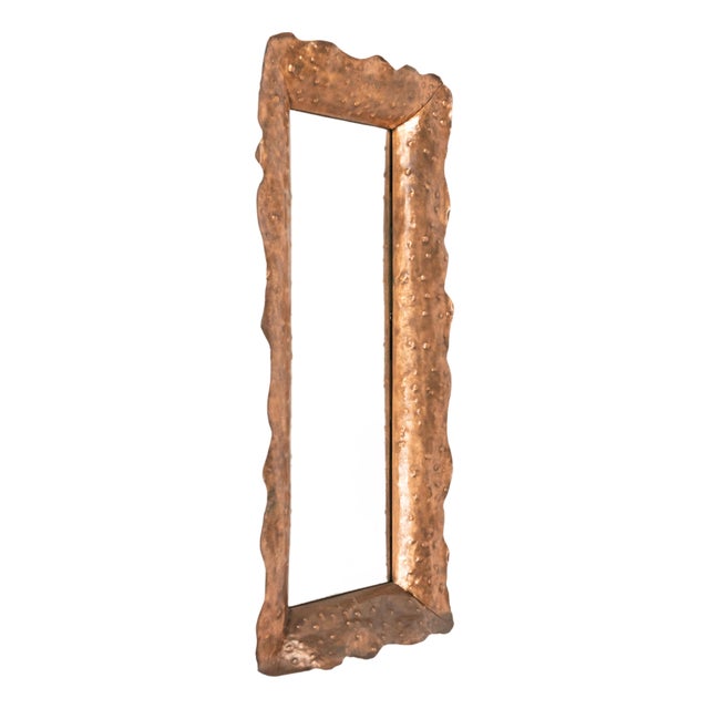 Mid-Century Mirror in Hammered Copper attributed to Angelo Bragalini, Italy, 1960s For Sale