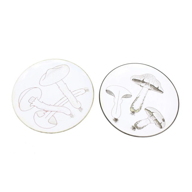 Cream 1960s Italian Made Mushroom Plates- Set of 2 For Sale - Image 8 of 8