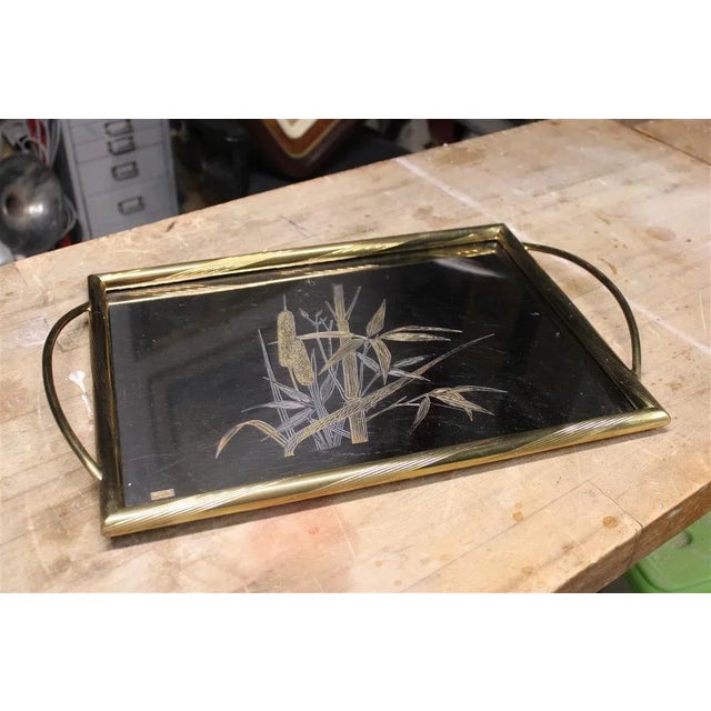 Brass Tray with Engravings, Italy, 1970s For Sale - Image 4 of 9