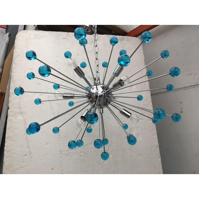 Murano Contemporary Murano Glass Sputnik Blue Italian Handmade Chandelier For Sale - Image 4 of 13