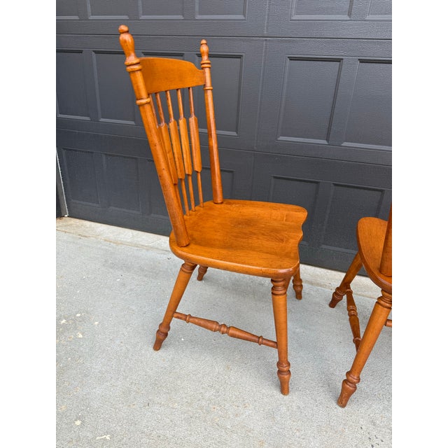 Late 20th Century Set of 4 Tell City Solid Wood Dining Chairs - Vintage Cattail Back For Sale - Image 5 of 5
