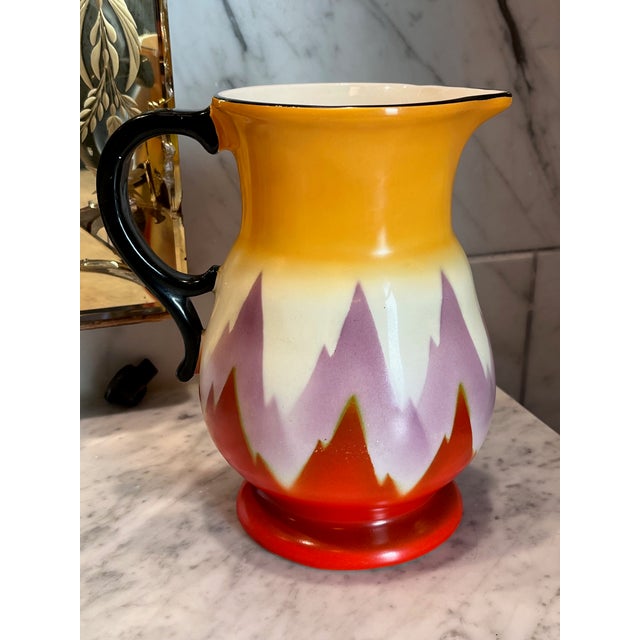 1930s 1930s Art Deco Hand-Painted Ditmar Urbach Pitcher From Czechoslovakia For Sale - Image 5 of 7