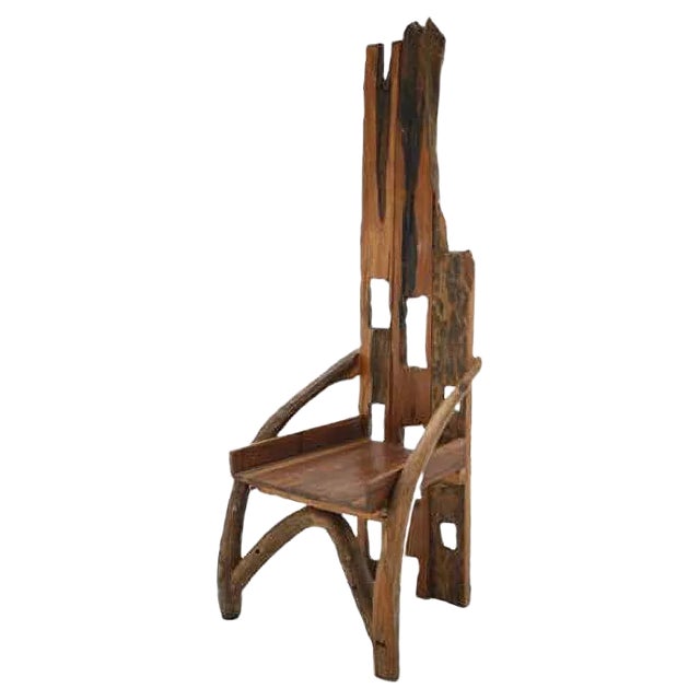 Sculptural French Olive Wood & Walnut Chair, 1940s For Sale